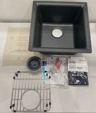 Elkay Quartz Single Bowl Dual Mount Bar Sink Kit, Black ELG1616BK0C