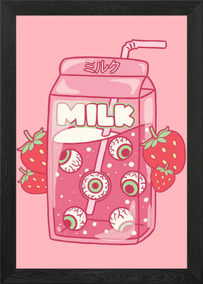 Weirdcore Aesthetic Milk gerahmtes Wandbild Poster Leinwanddruck Bild