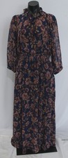 Vince Camuto Women's Elbow Sleeve Floral Midi Dress EH6 Deep Sky Medium NWT