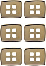 5Pcs ABS Metal Plated Button - 4 Hole - Irregular Square Shape with Square Holes