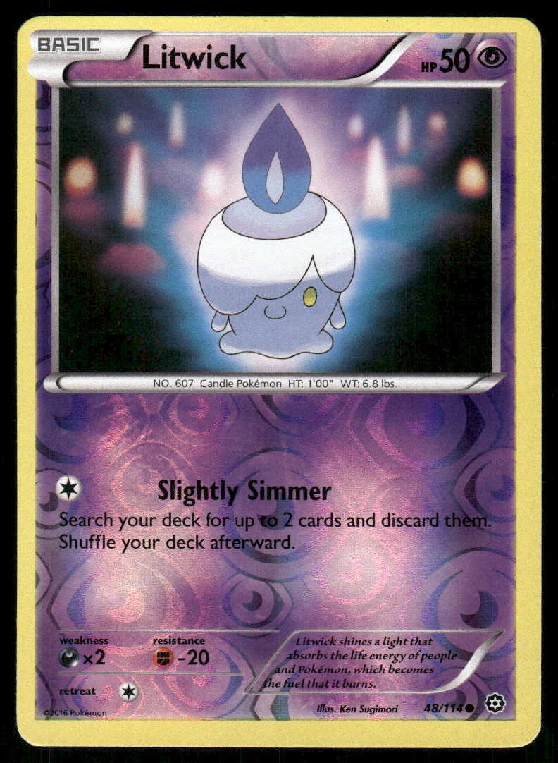 POKEMON LITWICK STEAM SIEGE 48/114 REVERSE HOLO C LP