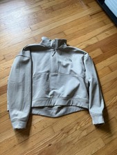 Women's The North Face Gray1/4 Zip Cropped Mock Neck Sweatshirt Fleece Lined XL