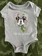 Walt Disney World Mickey Mouse Grey Baby One Piece Size0-3mths Pre Owned