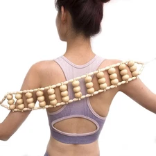 Adjustable Wood Back Massager with Durable Handle for Customized Relief*
