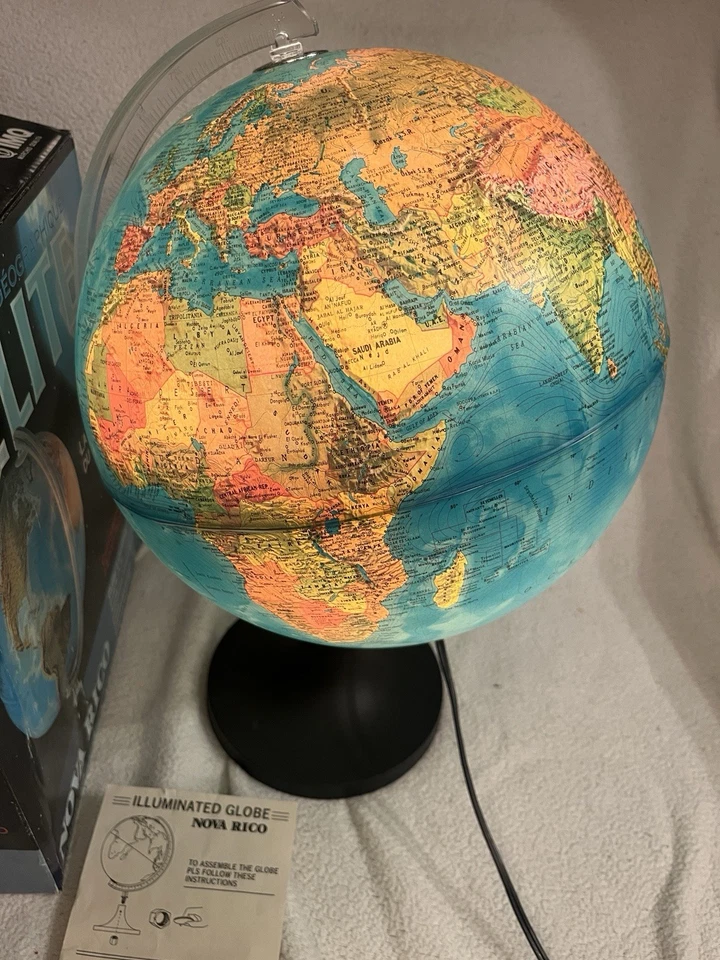 💙Винтажная настольная лампа Nova Rico Rand McNally Globe Illuminated Earth 12 дюймов новая из старых запасов - Изображение 4 из 4