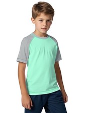 Boys Rash Guard Short Sleeve Kids Sun Protection Swim Shirt UPF 50 Youth Fis...