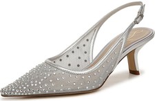 Sam Edelman Women's Silver Bianka Mesh Slingback Pumps NW/OB 6M