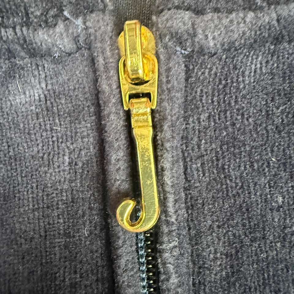 Chaqueta de Colección Juicy Couture Para Mujer Pequeña Azul Marino Terciopelo Brillo Logo Hecha en EE. UU. Y2K Foto 2 de 4