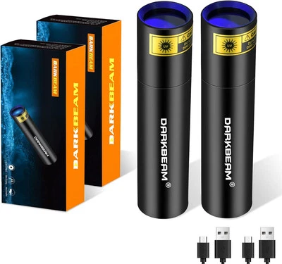 MARKE DARKBEAM UV 365nm Taschenlampe Schwarzlicht Aufladbar USB, Mini Ultraviolett LED Licht