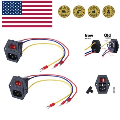 15A 250V Rocker Switch On/Off Power Socket Inlet Module Plug 10A Fuse Switch ...