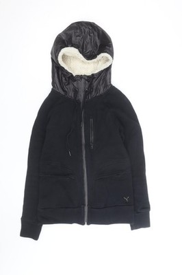 Puma Damen Sweatshirt schwarz Full Zip Kapuzen Größe M Fleece gefüttert
