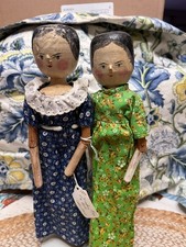 Antique Wooden Peg Articulated Doll Lot Carved Jointed Grodnertal German 19th C