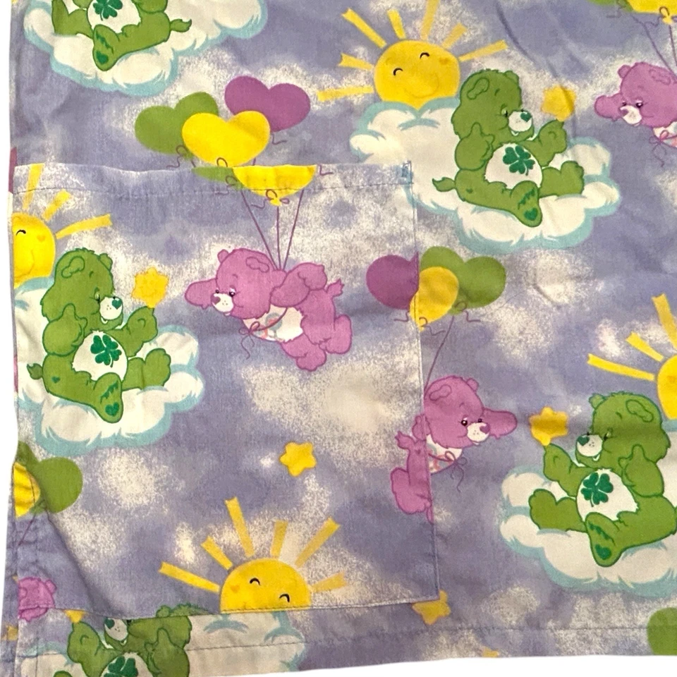 Vintage 2002 Care Bears Scrub Top SZ XL Teddy Bear Wish Friend Hugs Made in USA - Image 3 of 4