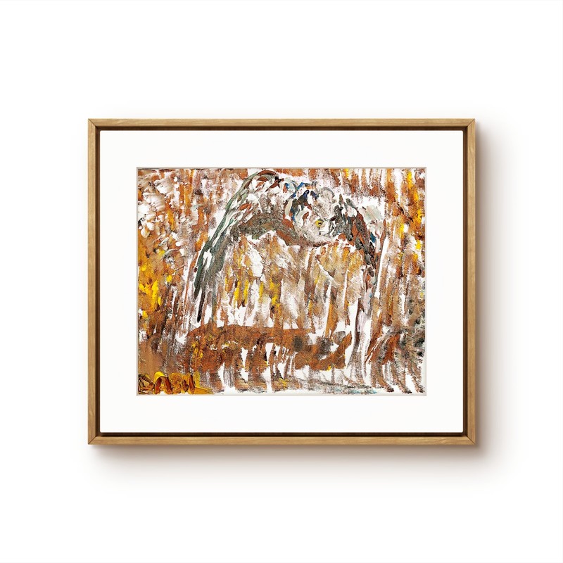 Owl Flight Abstract Expressionist Painting Canvas 11x14