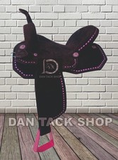 Chocolate Brown Light Weight Western Barrel Racing Horse Saddle Pink Buck Stitch