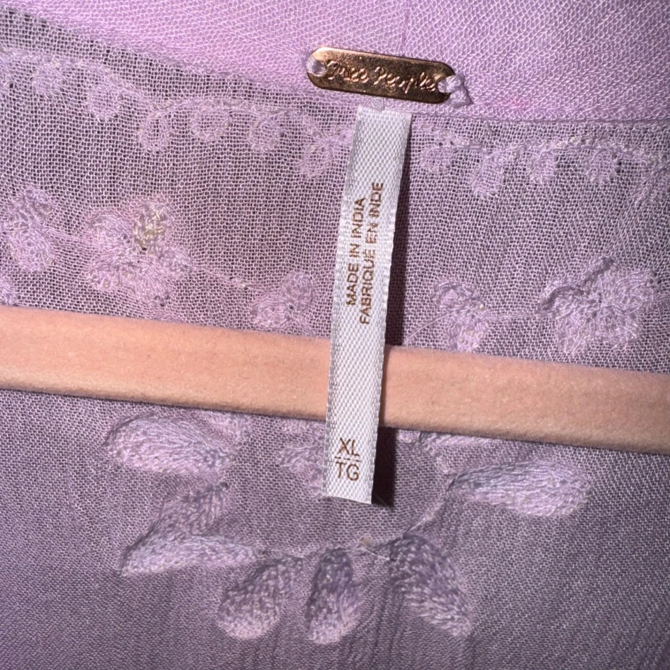 Nuevo con etiquetas Maxi Vestido Free People Talla XL Púrpura Flor Lila Crema Floral Bordado Foto 4 de 4