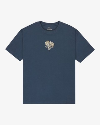 RVCA - Herren Flower Balance T-Shirt - Moody Blue - Kurzarm Tee