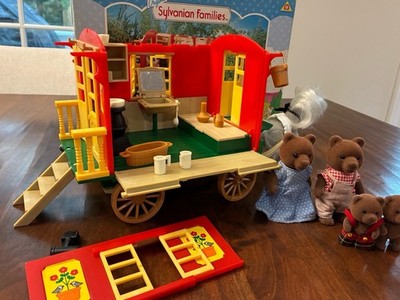 Sylvanian Families Caravan #3165 Original Set with 1980's Bear Family READ!!