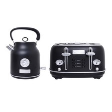 Charles Bentley 1.7L Kettle & 4 Slice Toaster Set in Matt Black and Silver