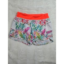 Athleta Girl Tropical Palm Print Running Shorts Neon Orange L 12