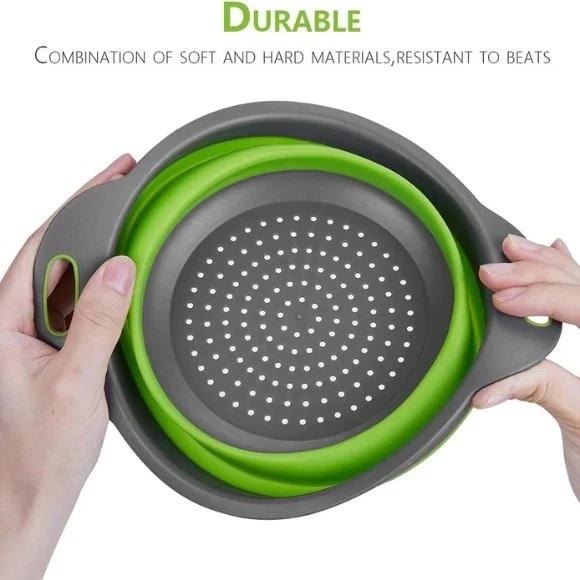 Basket Collapsible Colander Round Silicone Kitchen Strainer (3 Pack - Green)
Opens in a new window o