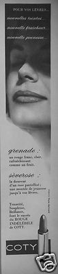 WERBUNG 1959 COTY ROT UNAUSLÖSCHLICH GLÄNZEND - ADVERTISING