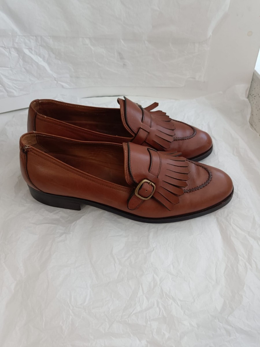 TANINO CRISCI Men'sLEATHER Kilted Shoes Handmade In Italy LOAFERS