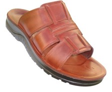 Image of Greek Real Leather Brown Comfort UK9 Beach Summer Sandals Slippers Open Toe 126