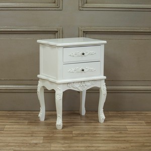 French Style Wooden Carved Chateau White 2 Drawer Bedside Table Night Stand Ebay