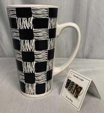 Tara Reed Design Blue Harbor Collection Tall Coffee Mug Black&White