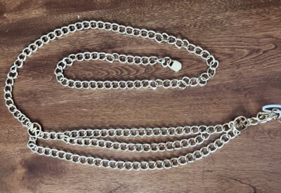 MICHAEL KORS Belt MK Logo Chain Link Belt Gold Tone Lobster Clasp 3 Layers Large