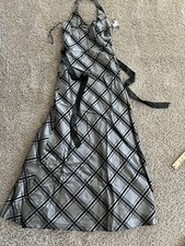 DAVE  JOHNNY Laura Ryner Halter Formal Open Back Dress Gown Strip Size 7/8 Line
