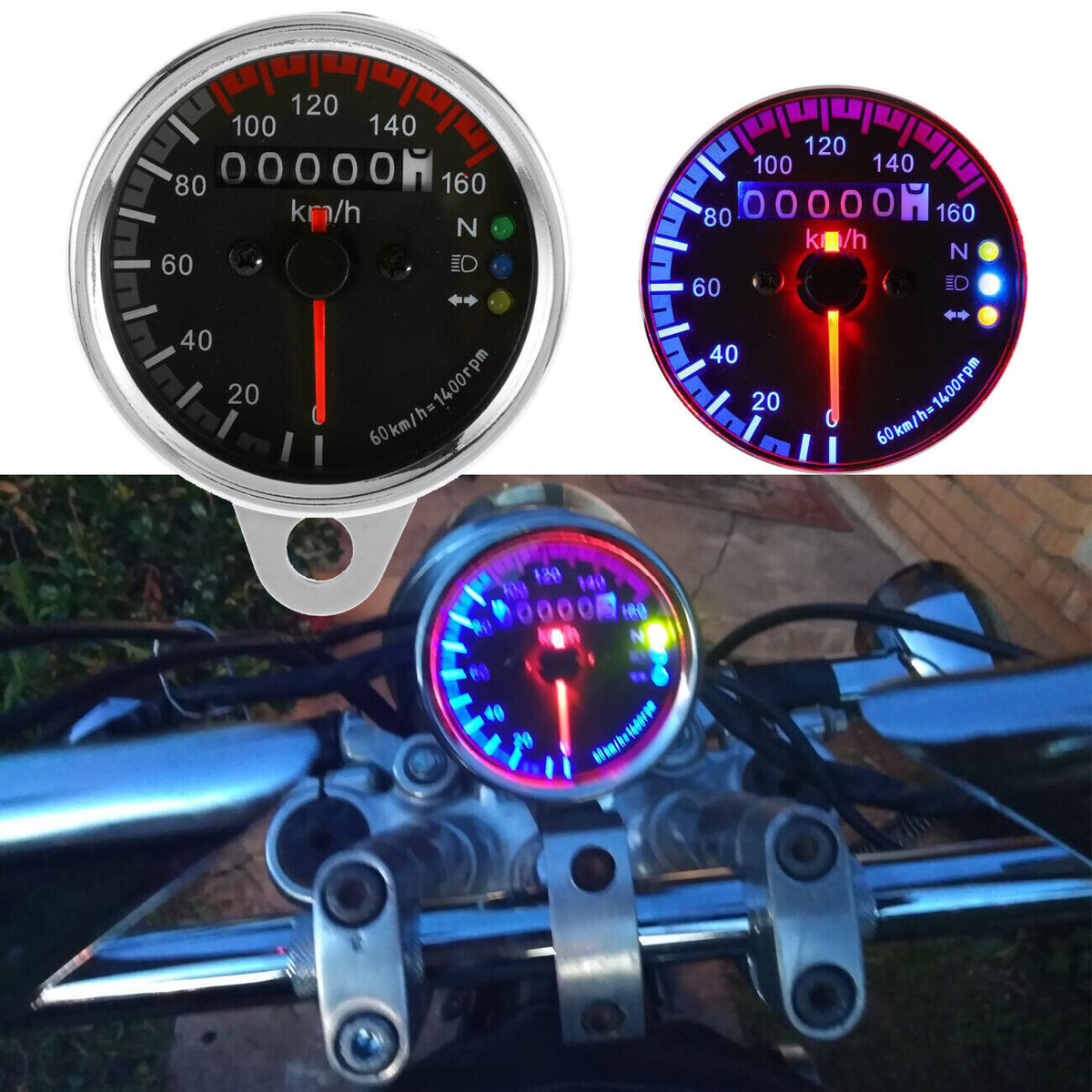Motorcycle LED Backlit Speedometer For Suzuki Intruder VS 700 750