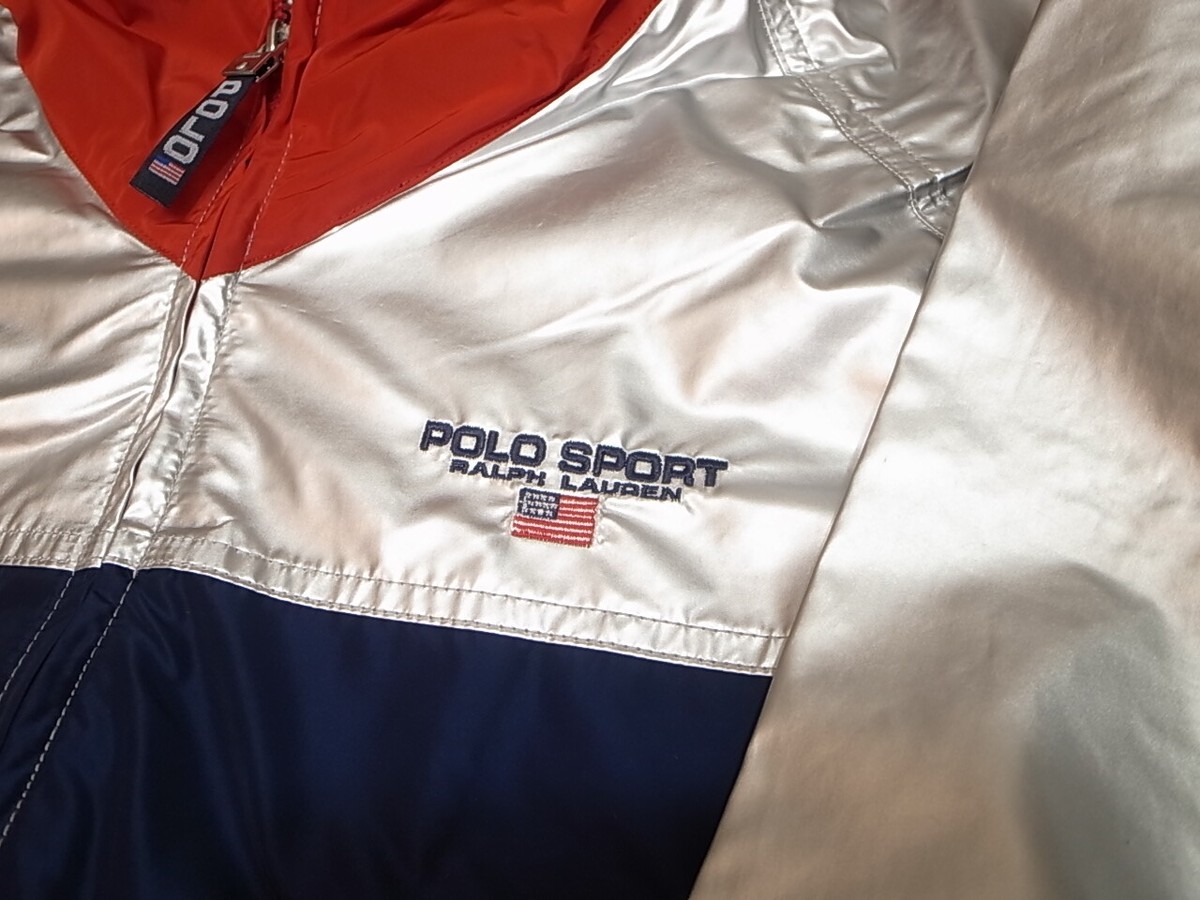 RLX 2012 ホワイトウォーター テックジャケット ヴィンテージ POLO Polo Sport Ralph Lauren Back Logo Windbreaker Jacket Silver