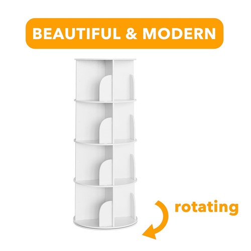 SpaceAid 4 Tier Rotating Bookshelf Tower Spinning Bookcase Lazy Susan Revolvi... - Picture 7 of 7