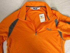 Fila 1/4 1/2 Zip Performance Top Sweatshirt Mock Neck SMALL Orange NEW NWT