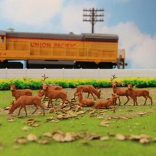 12pcs Model Railroad Scene HO Scale 1:87 Painted Moose Elk PVC Model Deer Wild