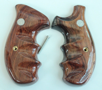 COMBAT WOOD GRIPS FOR S&W MODEL 66 686 696 K, L FRAME ROUND BUTT ROSE ...