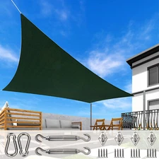 Customize Green Rectangle Sun Shade Sail Fabric Awning Top Canopy 5'-24' Kit 8