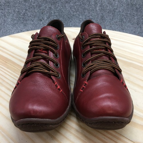 Born Shoes Womens 6 M Althea Casual Sneakers Burgundy Leather Lace Up Low Top - Picture 4 of 18
