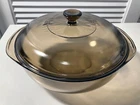 Vintage 024 Pyrex Amber Vision 2L Brown Glass Round Bowl Casserole w/ 624-C Lid