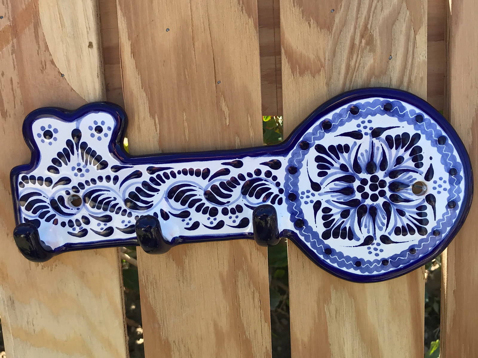 Authentic Talavera Ceramic Key Holder 10” Puebla Mex. Pottery Wall Art