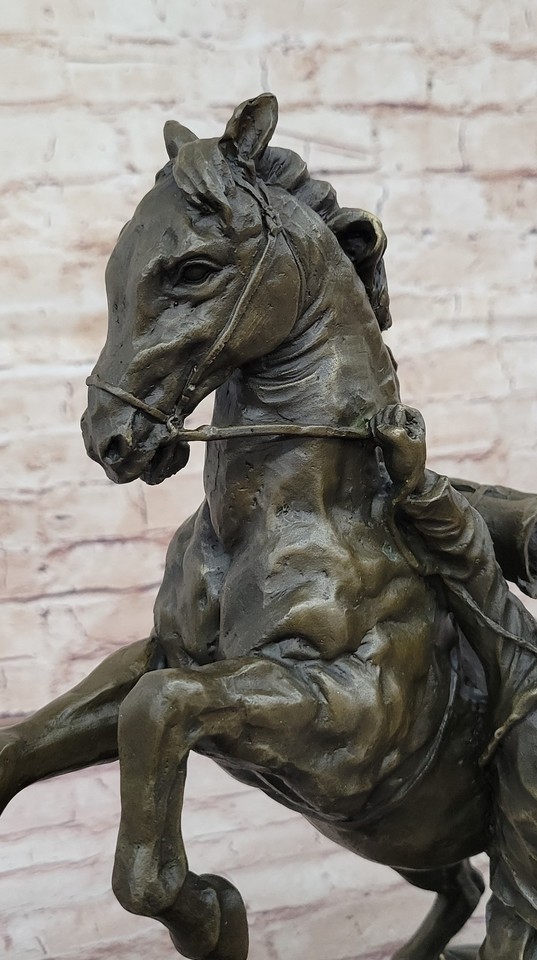 Rearing Horse Man Handler Equestrian Artwork Bronze Marble Statue