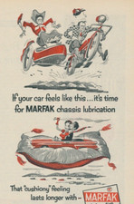 Texaco Marfak Chassis Lube Motorcycle Sidecar Magic Carpet Vintage Print Ad 1954