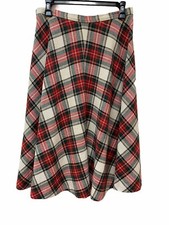 Vintage Century of Boston Women  s 28  Waist Pleated Red Green Plaid Skirt Wool