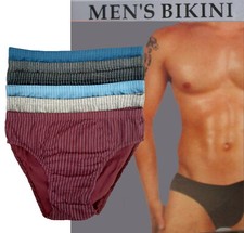 6 PACK MEN BIKINI BRIEFS BREATHABLE COTTON STRIPED COLOR UNDERWEAR LOW RISE