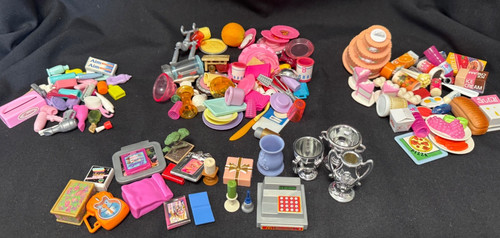 VINTAGE BARBIE MINI ACCESSORIES KITCHEN, FOOD, BATH, & LIVING ROOM