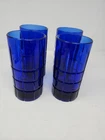 Vintage ANCHOR HOCKING COBALT BLUE  " Tartar " Set Of (4) Highball Tumblers- 16
