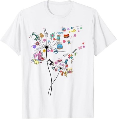 Cute Sewing Dandelion Flowers Quilting Quilter Sewer Tee T-Shirt