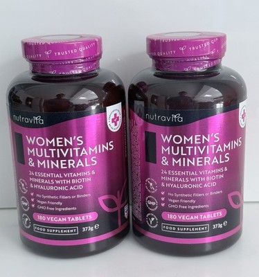2 x 180 Nutravita Multivitamine & Mineralstoffe A-Z Damen Vegan Tabletten - Versiegelt